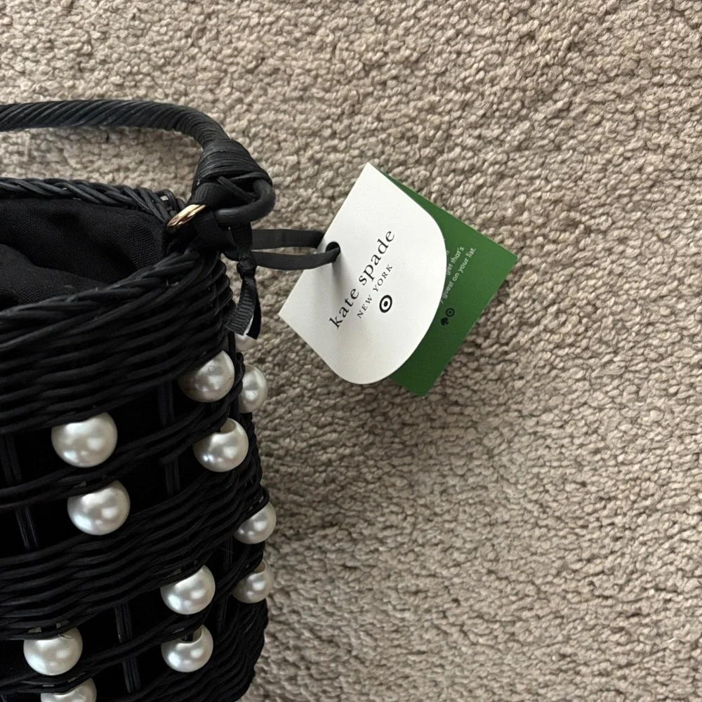 Kate Spade Black Wicker Mini Bag with Pearl Details - Picture 3 of 3